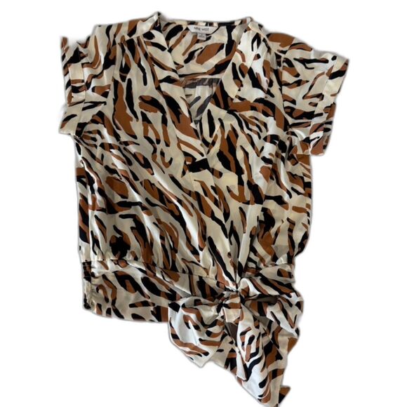 Nine West Animal Print Blouse with Tie Side - Size Small - Picture 6 of 11